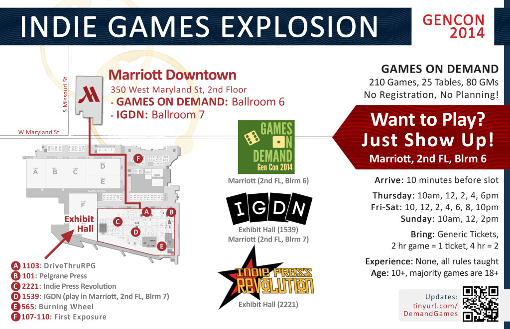 A Map of the best places to find indie RPGs at Gen Con 2014